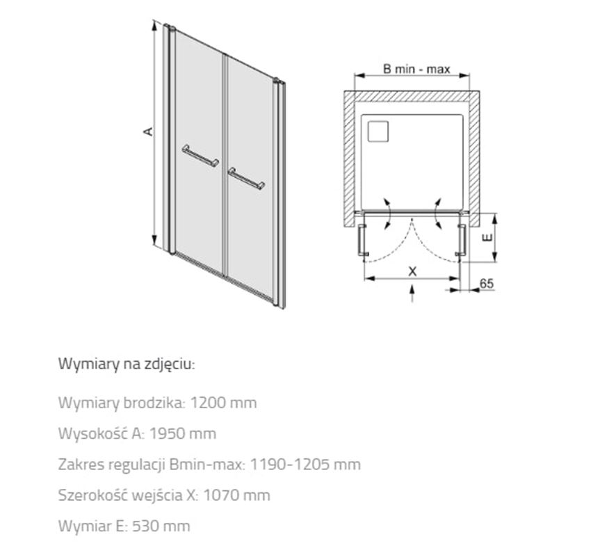 Drzwi wnękowe Sanplast Prestige III 600-073-0960-38-401 rys techniczny