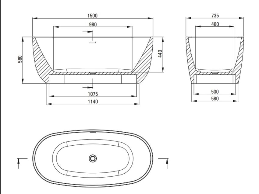Wanna Deante Alpinia KDU B15W rys techniczny