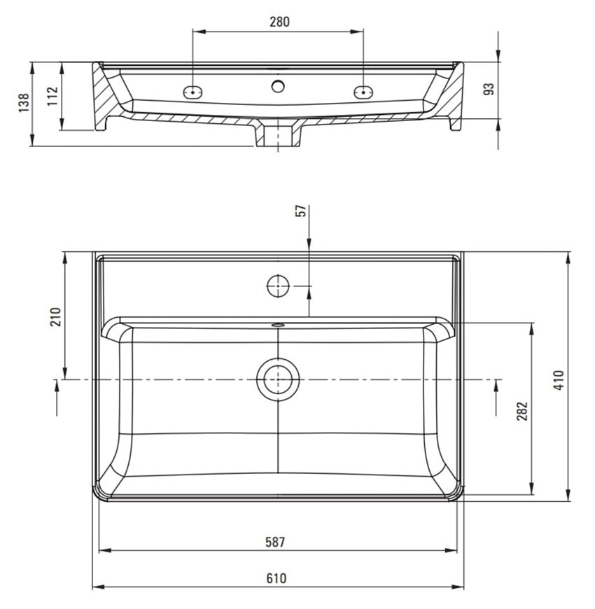 Umywalka stawiana na blat Deante Temisto CDT 6U7S rys techniczny