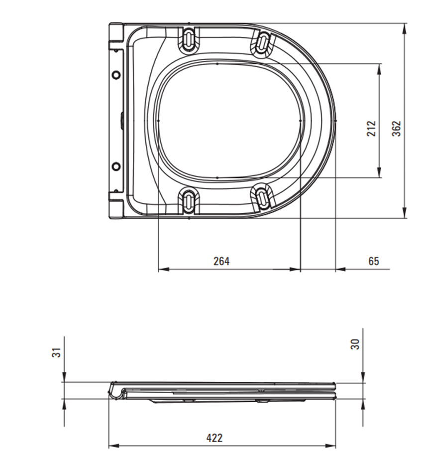 Deska sedesowa Deante Jasmin CDJ 6S1Z rys techniczny