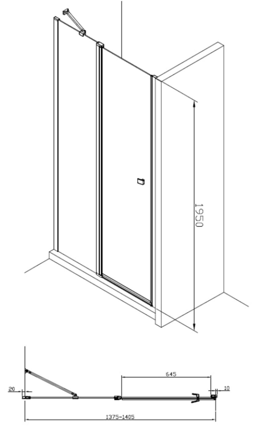 Drzwi skrzydłowe Roca Capital AM4614012M rys techniczny
