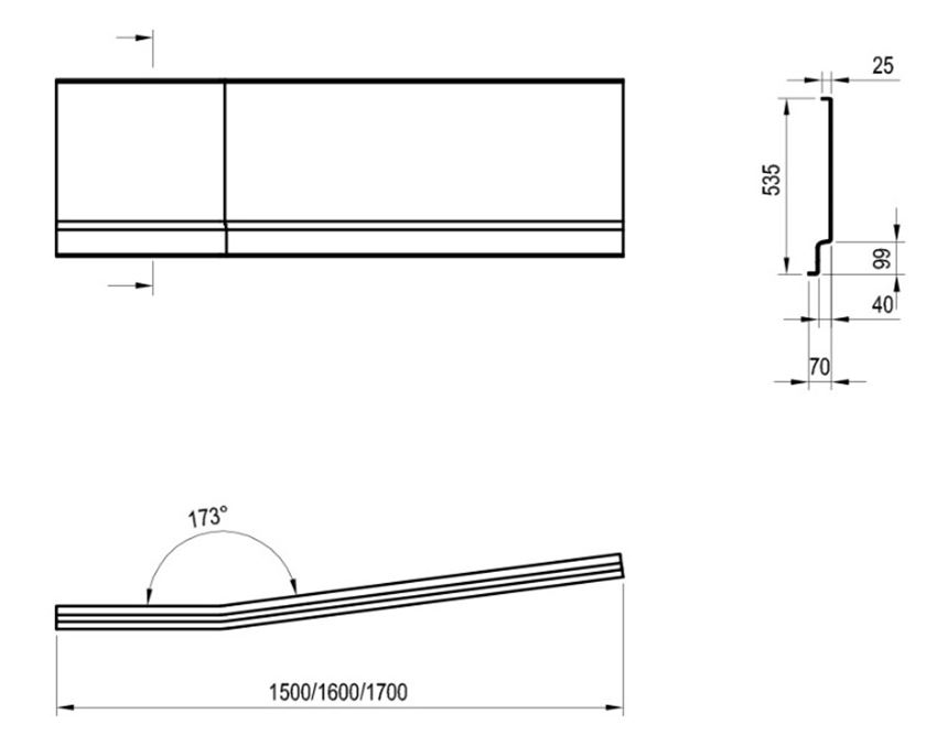 Panel Ravak BeHappy II CZ94100A00 rys techniczny
