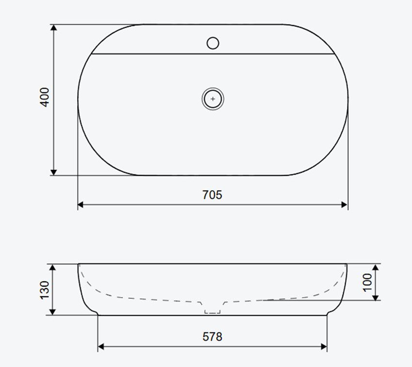 Umywalka Excellent Jima CEAC.2002.710.WH rys techniczny