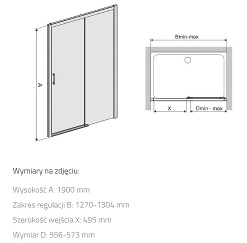 Drzwi przesuwne Sanplast Free Zone 600-271-3180-38-401 rys techniczny