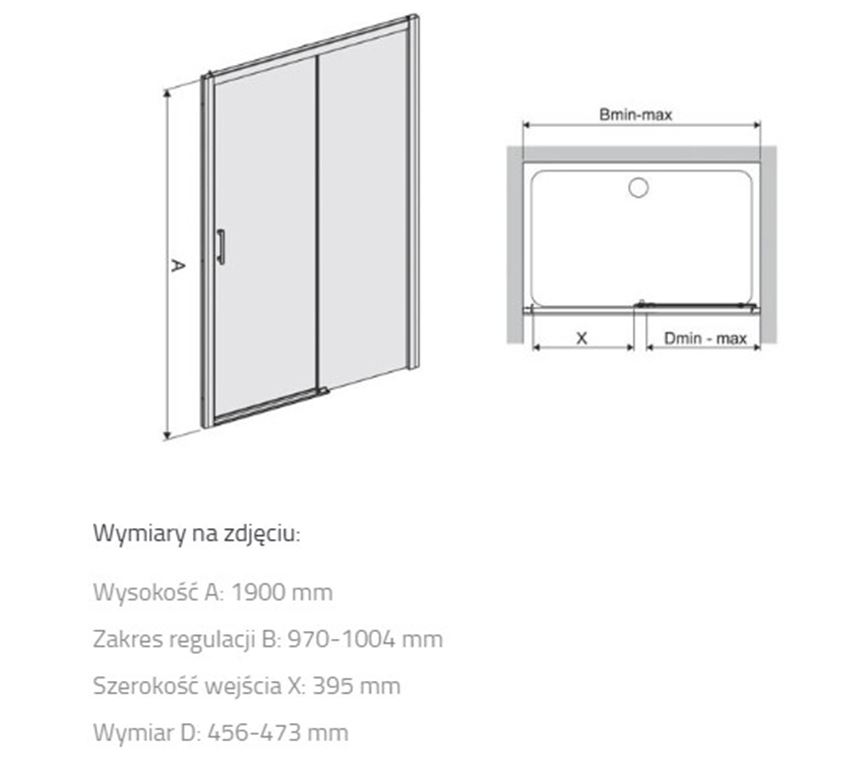 Drzwi przesuwne Sanplast Free Zone 600-271-3120-39-401 rys techniczny