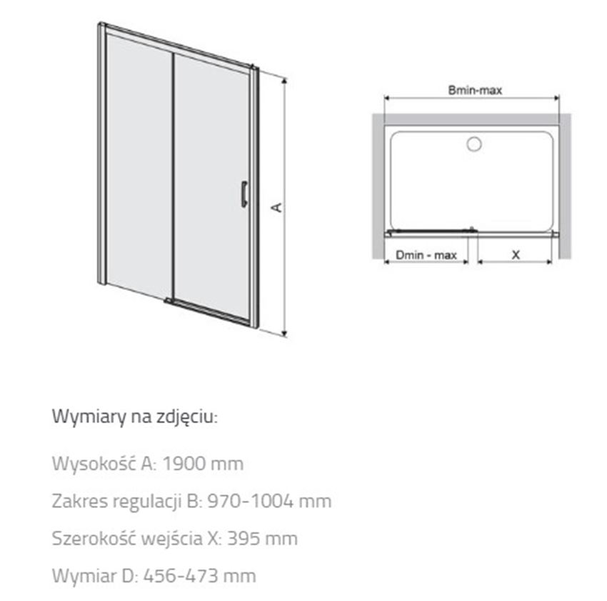 Drzwi przesuwne Sanplast Free Zone 600-271-3110-38-371 rys techniczny