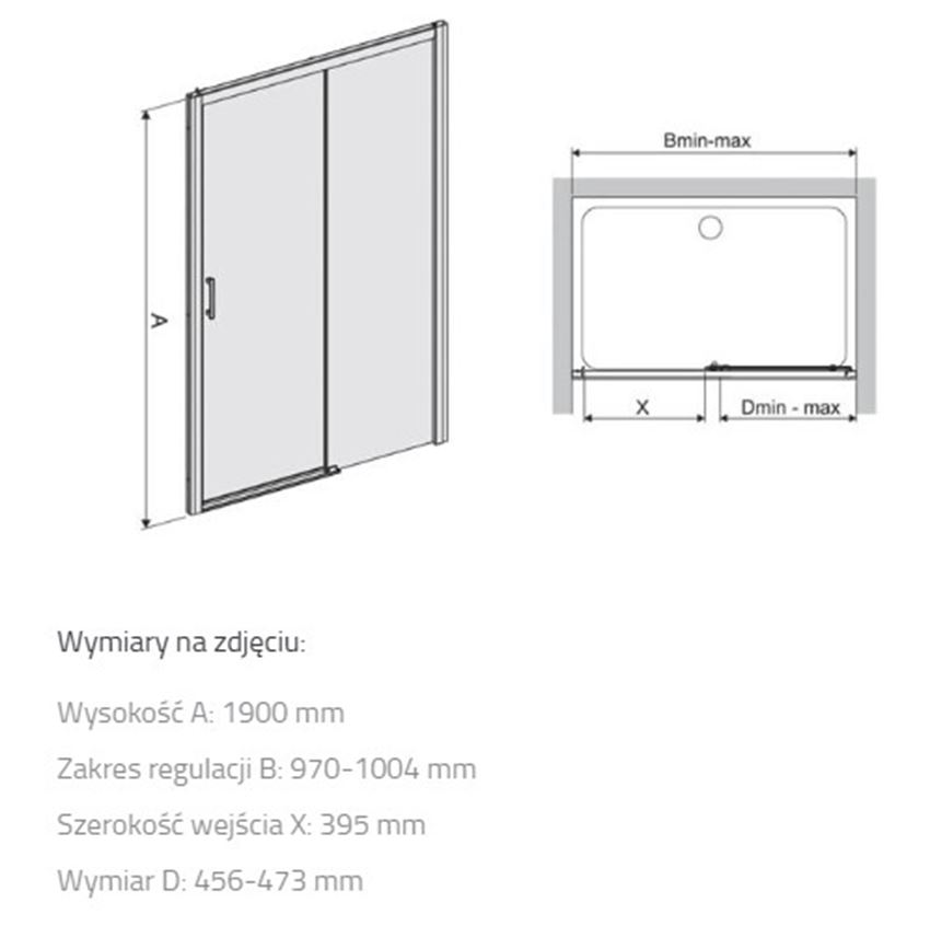 Drzwi przesuwne Sanplast Free Zone 600-271-3120-38-501 rys techniczny