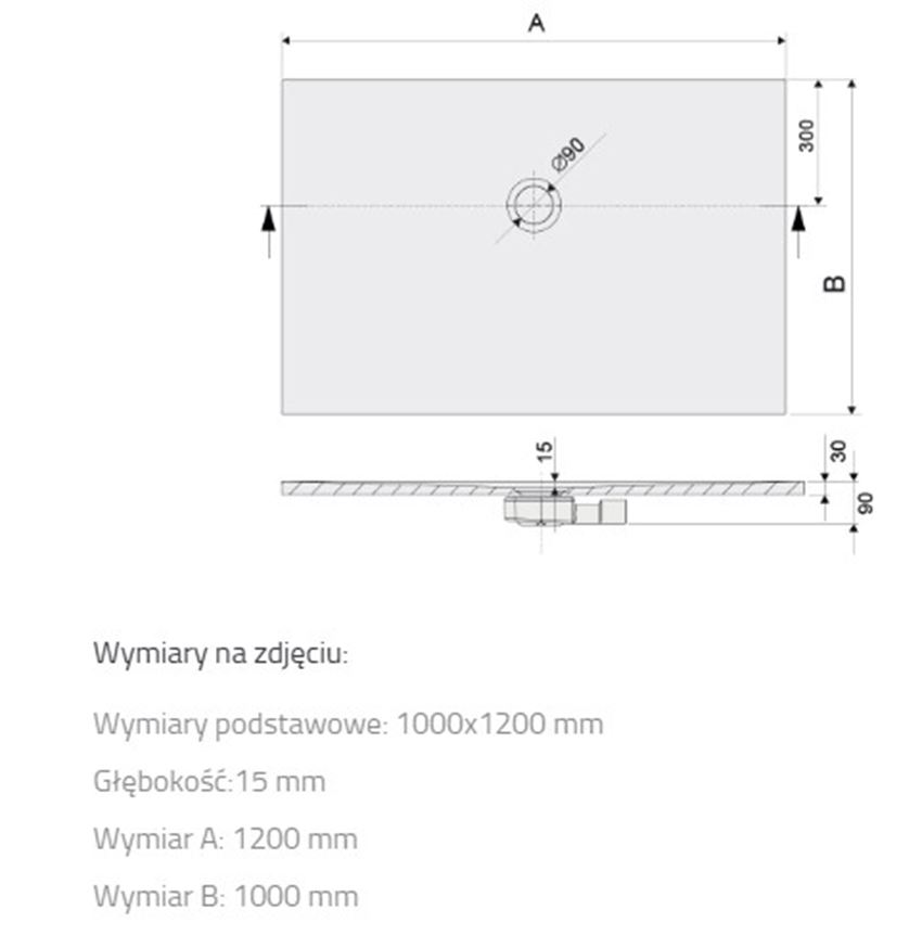 Brodzik prostokątny Sanplast Open Mineral 645-430-0650-01-000 rys techniczny
