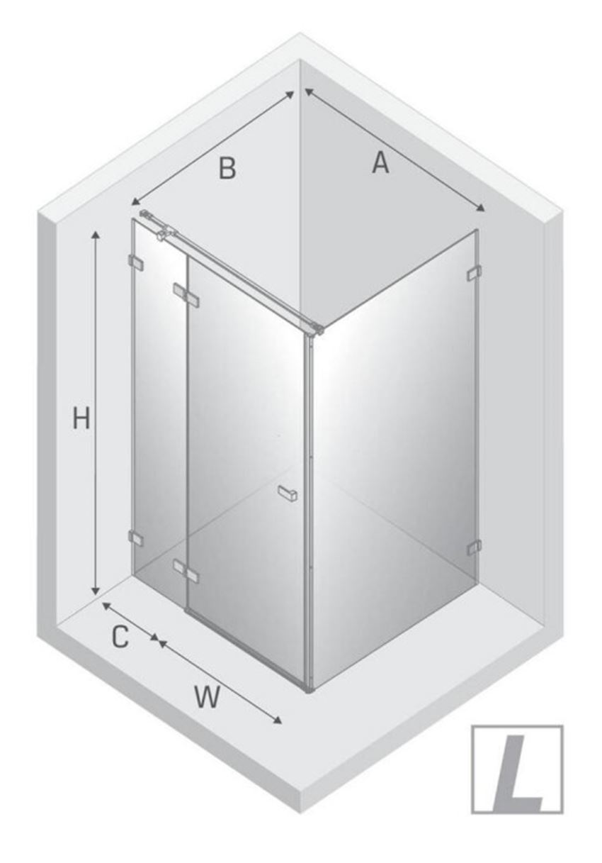 Kabina prysznicowa New Trendy Avexa Gunmetal Brushed EXK-3341 rys techniczny