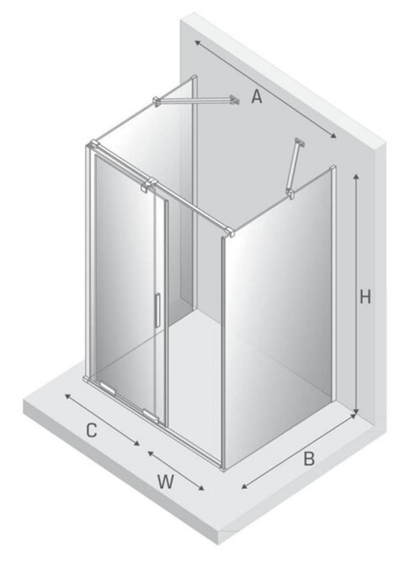 Kabina prysznicowa New Trendy Smart Black EXK-4187 rys techniczny