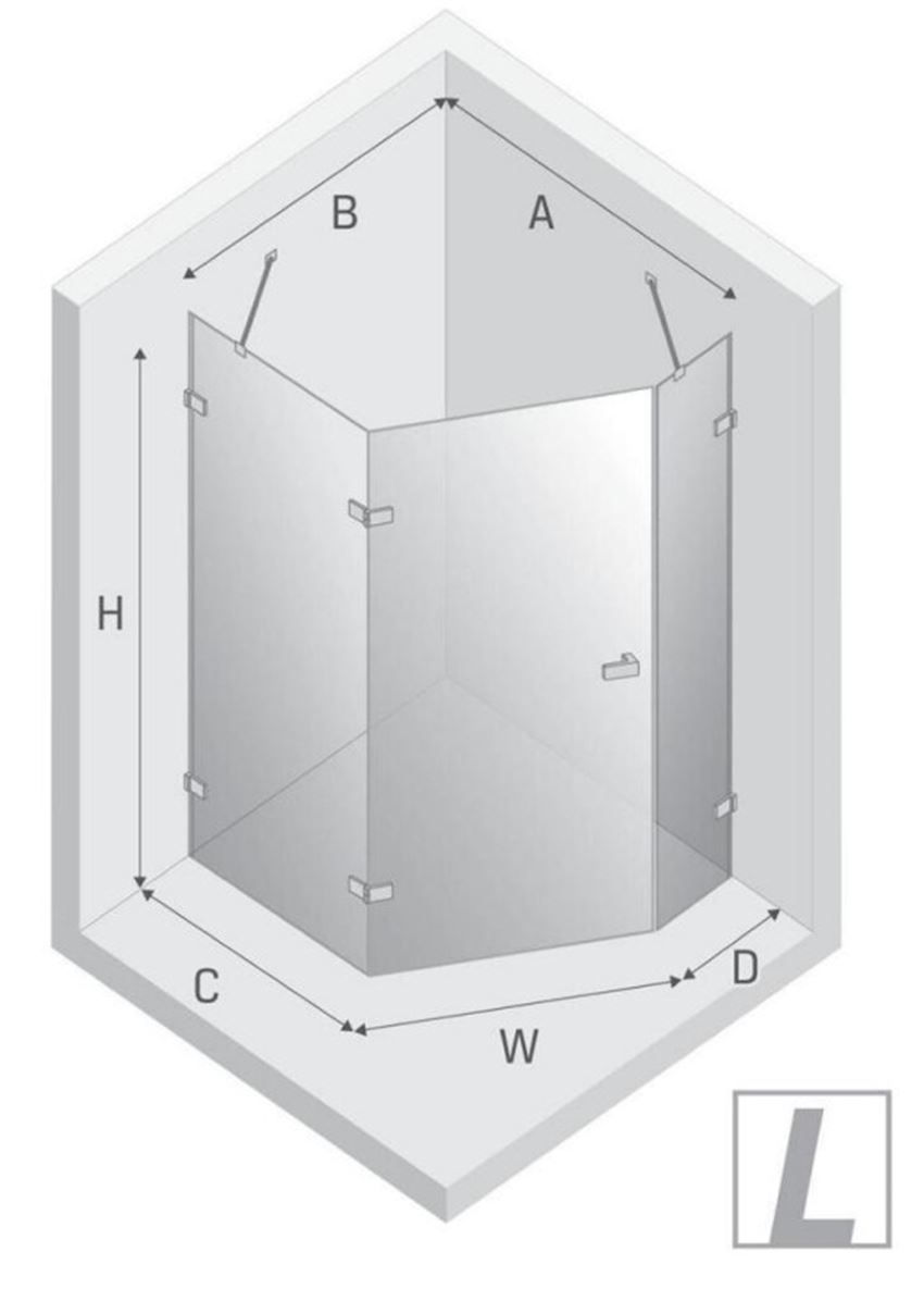 Kabina prysznicowa New Trendy Avexa Gold Brushed EXK-3859 rys techniczny