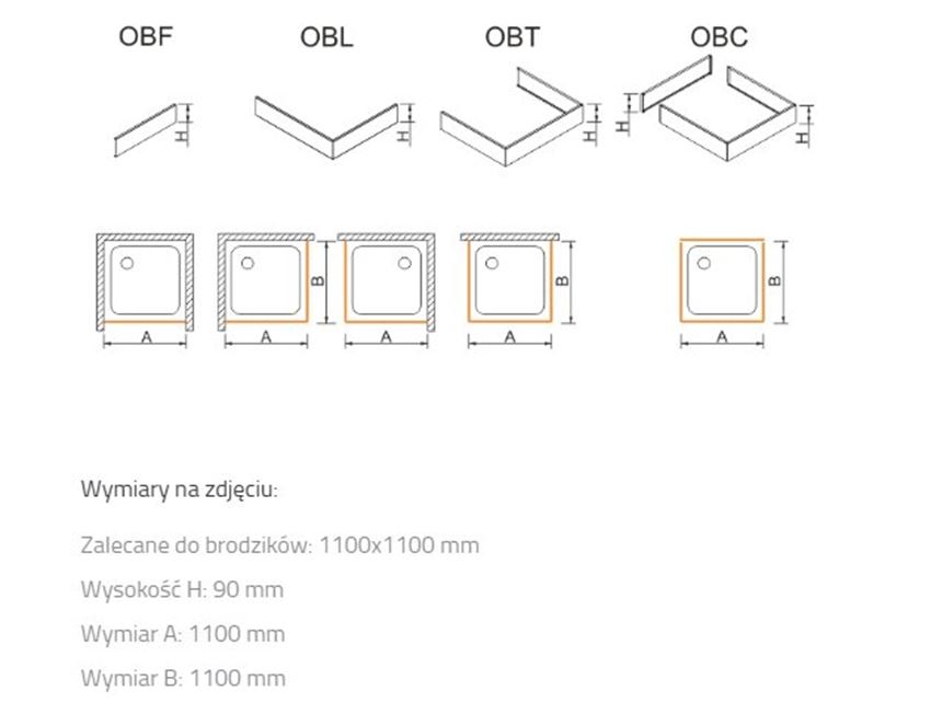 Obudowa brodzika Sanplast OBL 625-400-1050-01-000 rys techniczny