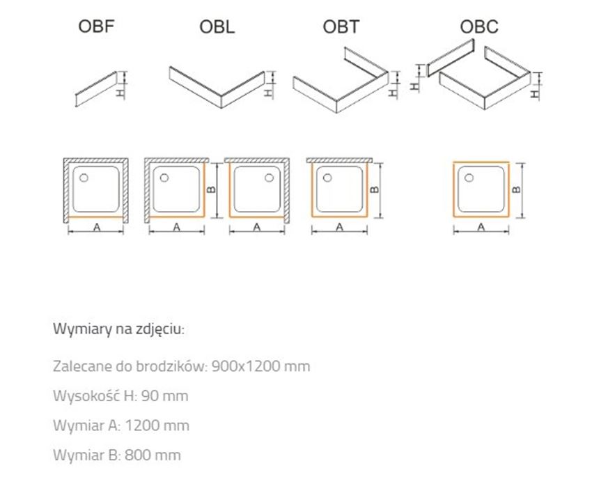 Obudowa brodzika Sanplast OBL 625-400-1550-01-000 rys techniczny