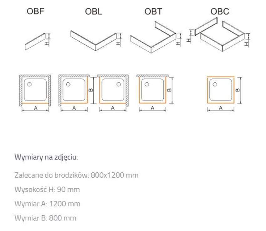 Obudowa brodzika Sanplast OBL 625-400-1350-01-000 rys techniczny