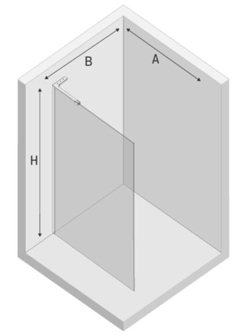 Kabina walk-in New Trendy Nesta Copper Brushed K-1751-WL rys techniczny
