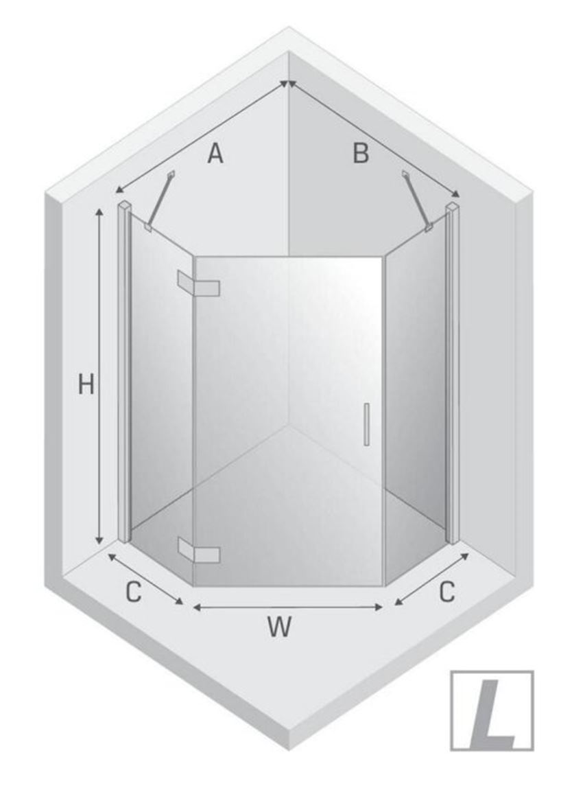 Kabina prysznicowa New Trendy Nesta Gold Brushed K-3801 rys techniczny