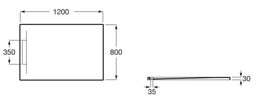 Brodzik kompozytowy Roca Pyros AP9014B032003400 rys techniczny