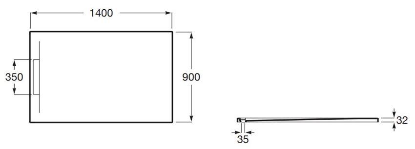 Brodzik Roca Pyros AP90157838403640 rys techniczny