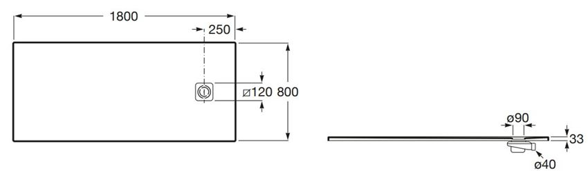 Brodzik prostokątny Roca Magma APE0170832003100