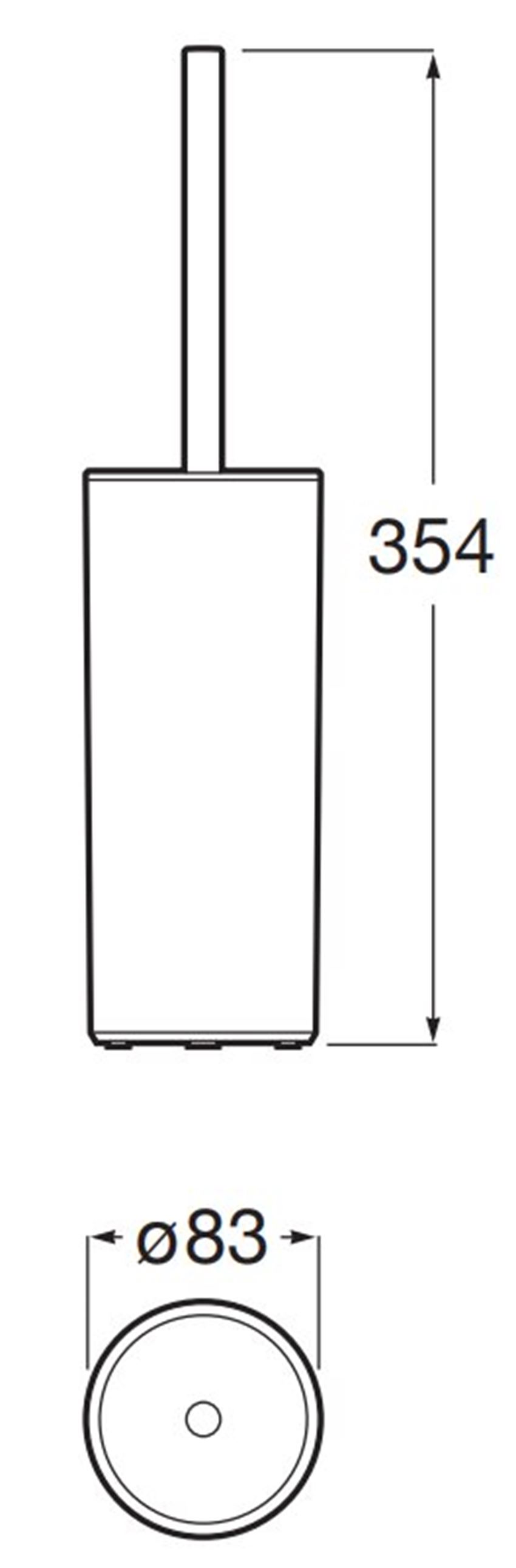 Szczotka wc Roca Victoria A817891NB0 rys techniczny
