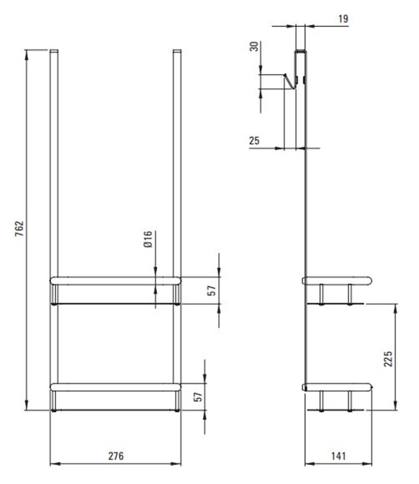 Połka wieszana Deante Silia ADI R54K rys techniczny