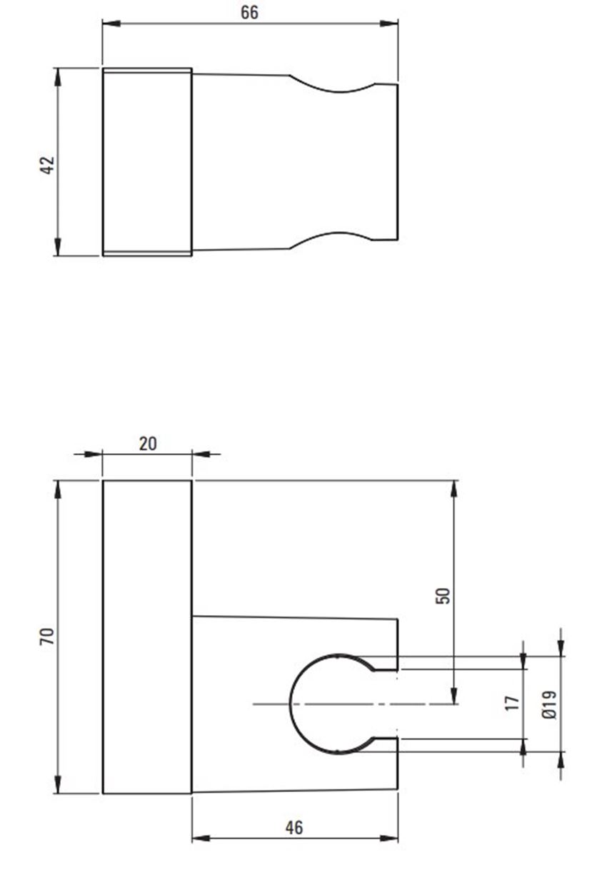 Uchwyt punktowy Deante ANN 031U rys techniczny