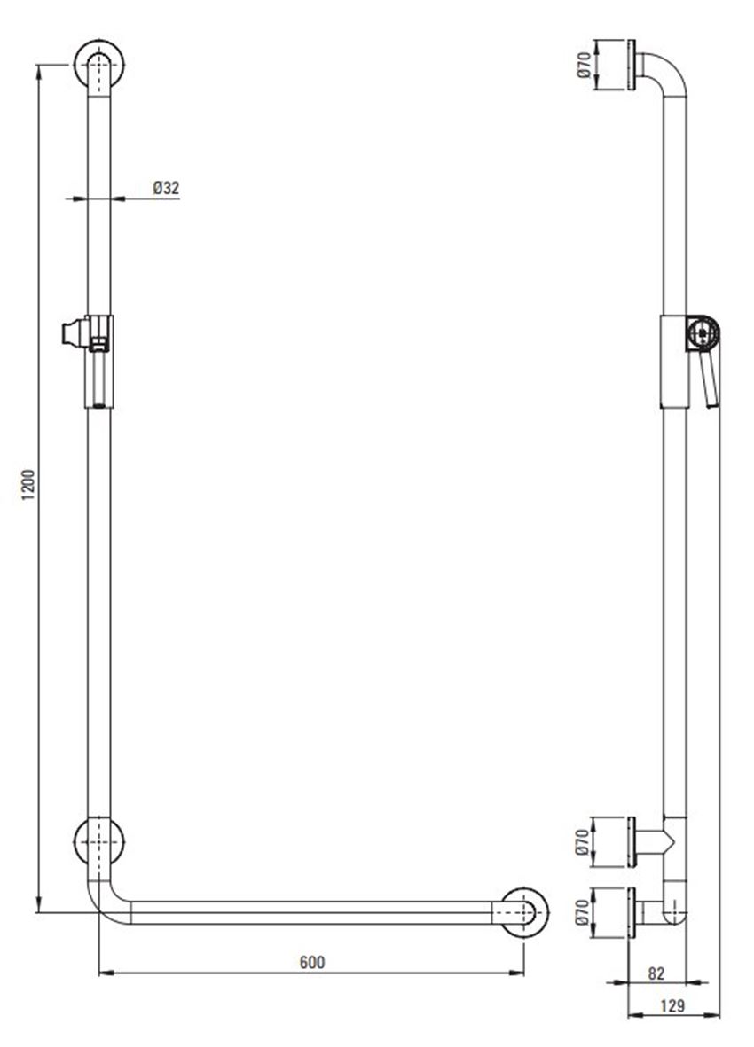 Uchwyt ścienny Deante Lehnen NIL 0L2D rys techniczny