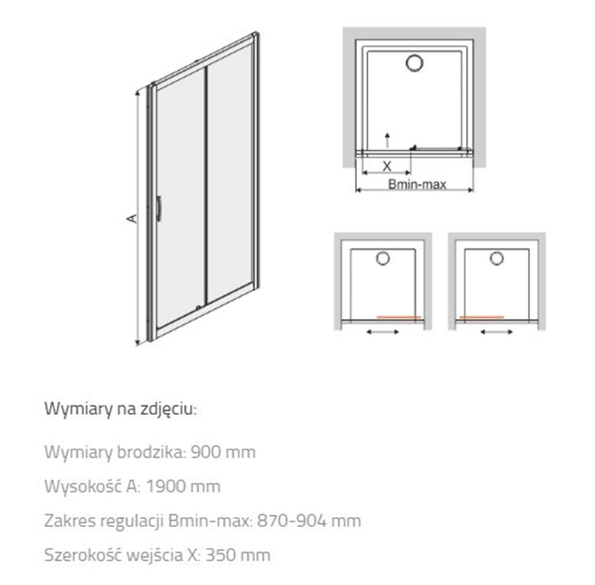 Drzwi przesuwne Sanplast TX 600-271-1100-26-401 rys techniczny