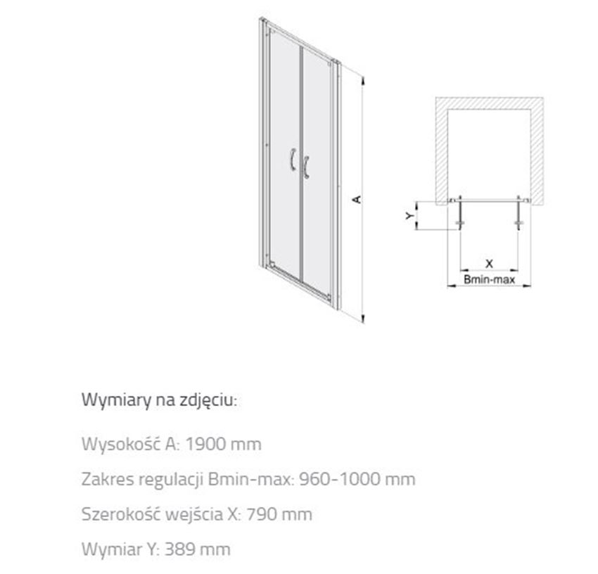 Drzwi skrzydłowe Sanplast Basic 600-450-1940-38-400 rys techniczny