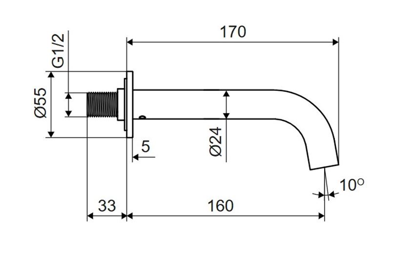 Wylewka wannowa Excellent Delta Pi AREX.1224CB rys techniczny