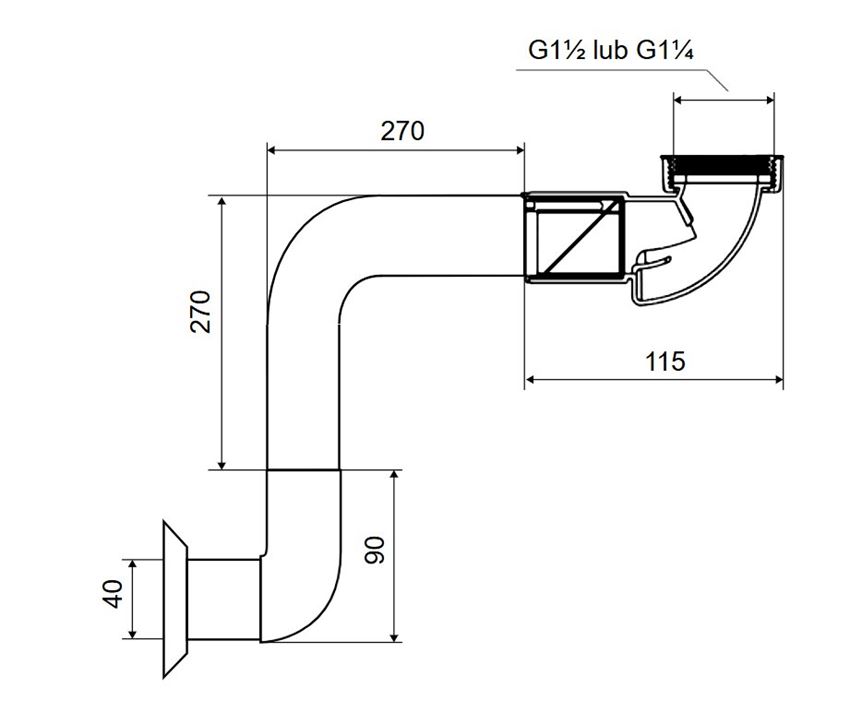 Syfon Excellent Flux INNL.1219.SET.01.WH rys techniczny