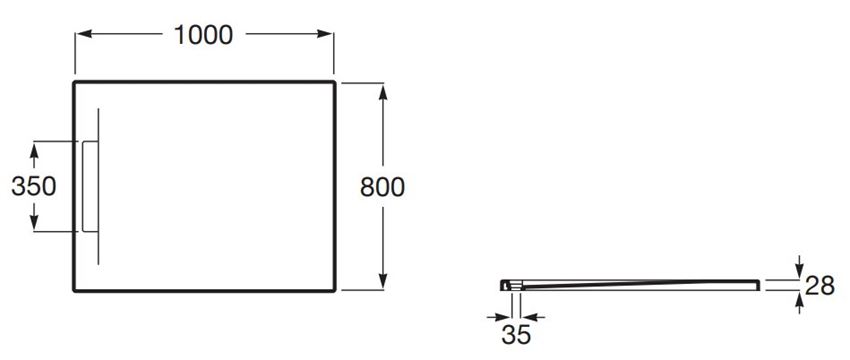 Brodzik Roca Pyros AP9013E832003200 rys techniczny