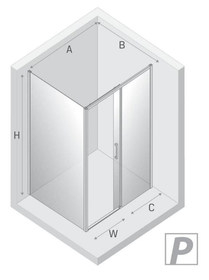 Kabina prysznicowa New Trendy Prime Light Gold D-0819A/D-0343B rys techniczna