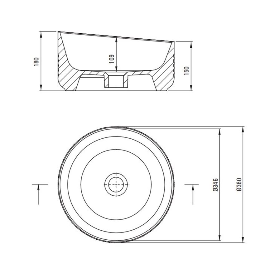 Umywalka Deante Silia Hexa CDX 6U3S rys techniczny