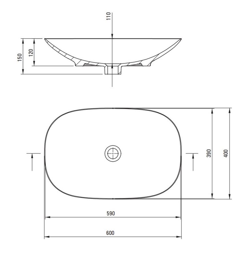 Umywalka ceramiczna Deante Arnika CGN 6U6S rys techniczny