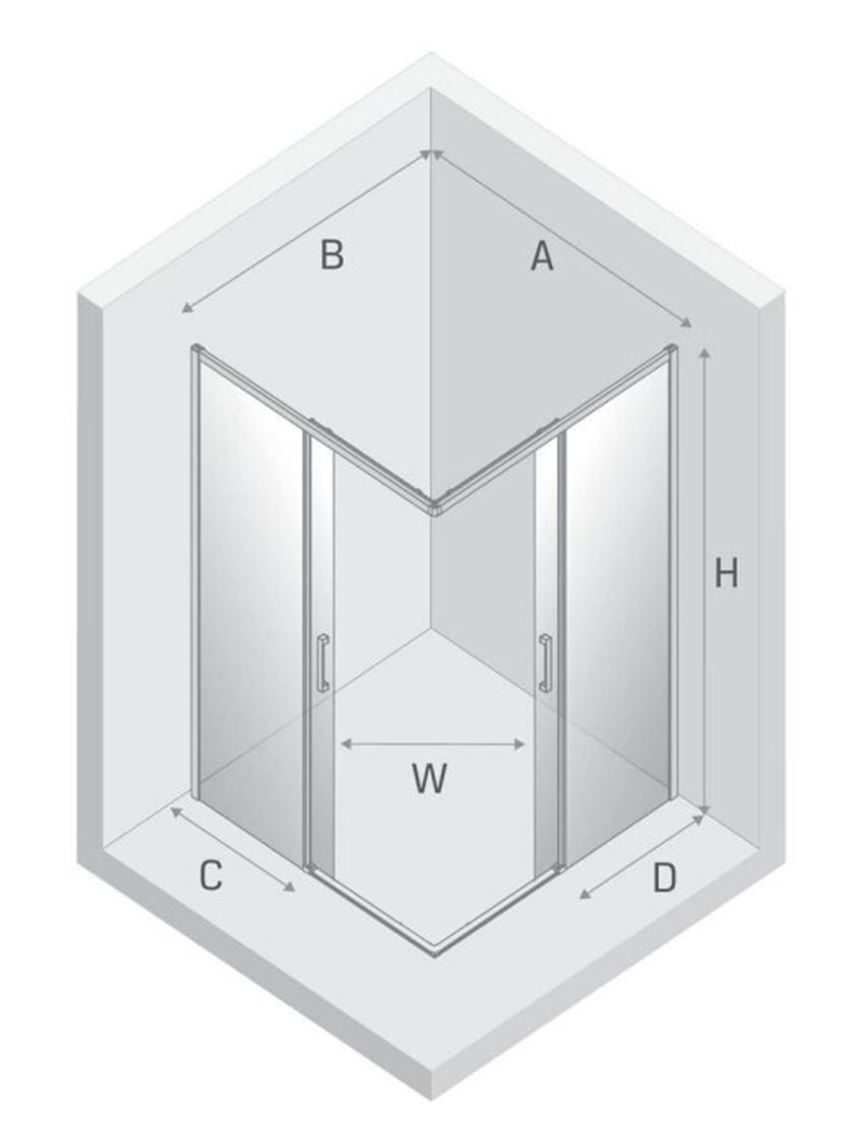 Kabina prysznicowa New Trendy Prime Copper Brushed D-0810A/D-0811A rys techniczny