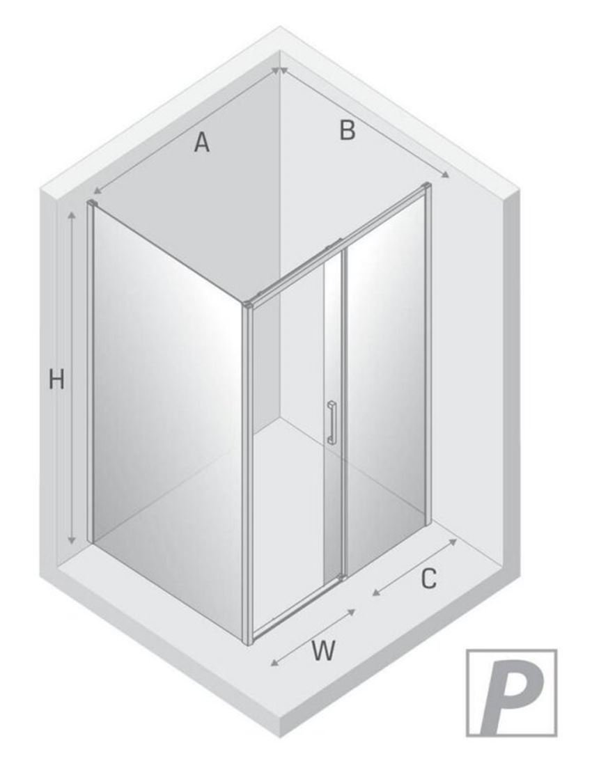 Kabina prysznicowa New Trendy Prime Copper Brushed D-0817A/D-0342B rys techniczny