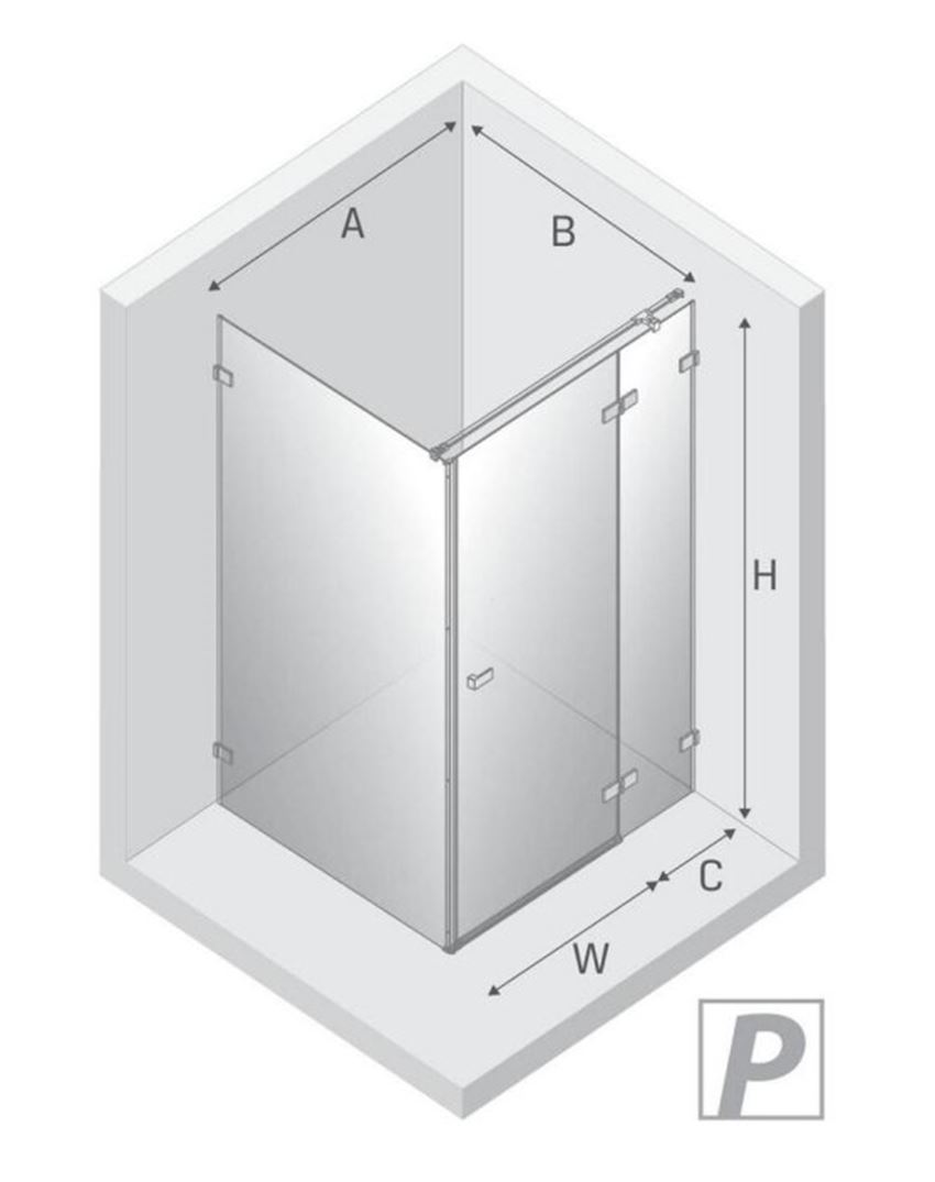 Kabina prysznicowa New Trendy Avexa Gunmetal Brushed EXK-3367 rys techniczny