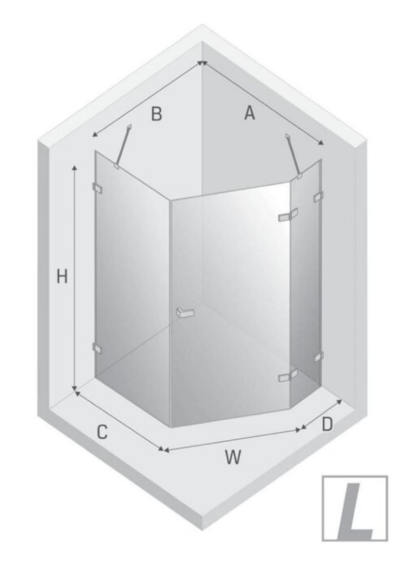 Kabina pięciokątna New Trendy Avexa Gold Shine EXK-3847 rys techniczny