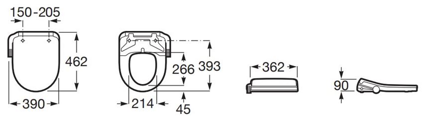 Deska myjąca Roca M4 Round Compacto A804057001 rys techniczny