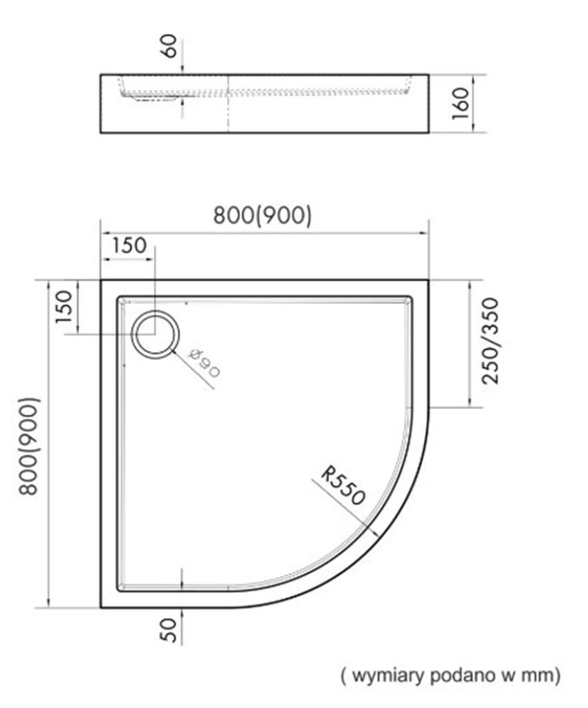 Brodzik Schedpol Medium 3.4733 rys techniczny