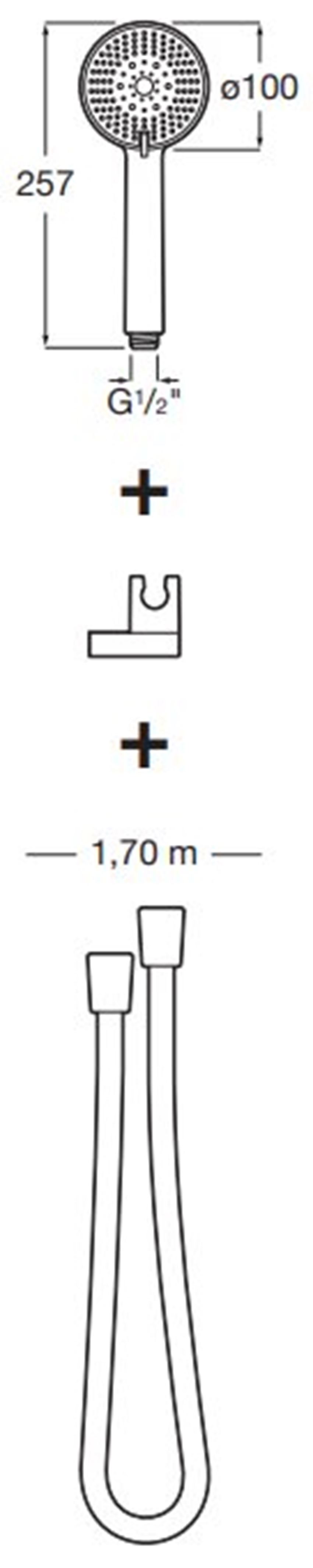 Zestaw prysznicowy Roca Stella A5B8313C00 rys techniczny