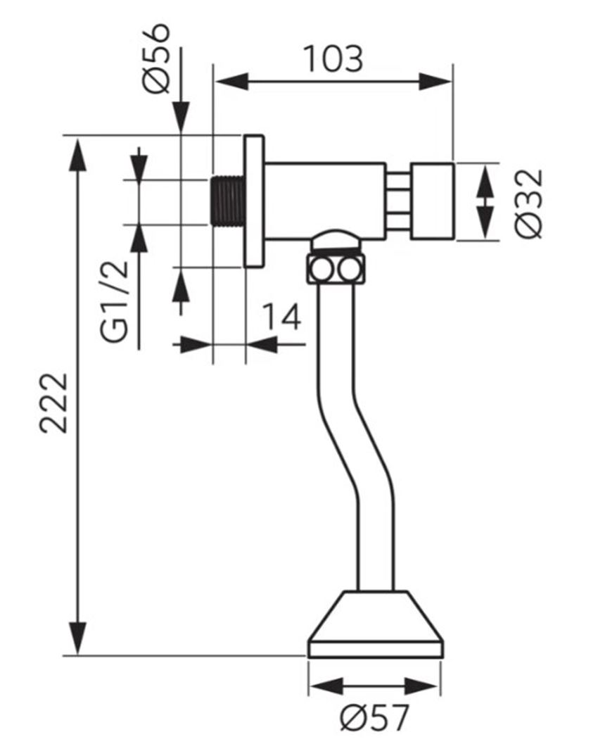 Zawór pisuarowy Faero Z502 Presstige Pro rys techniczny