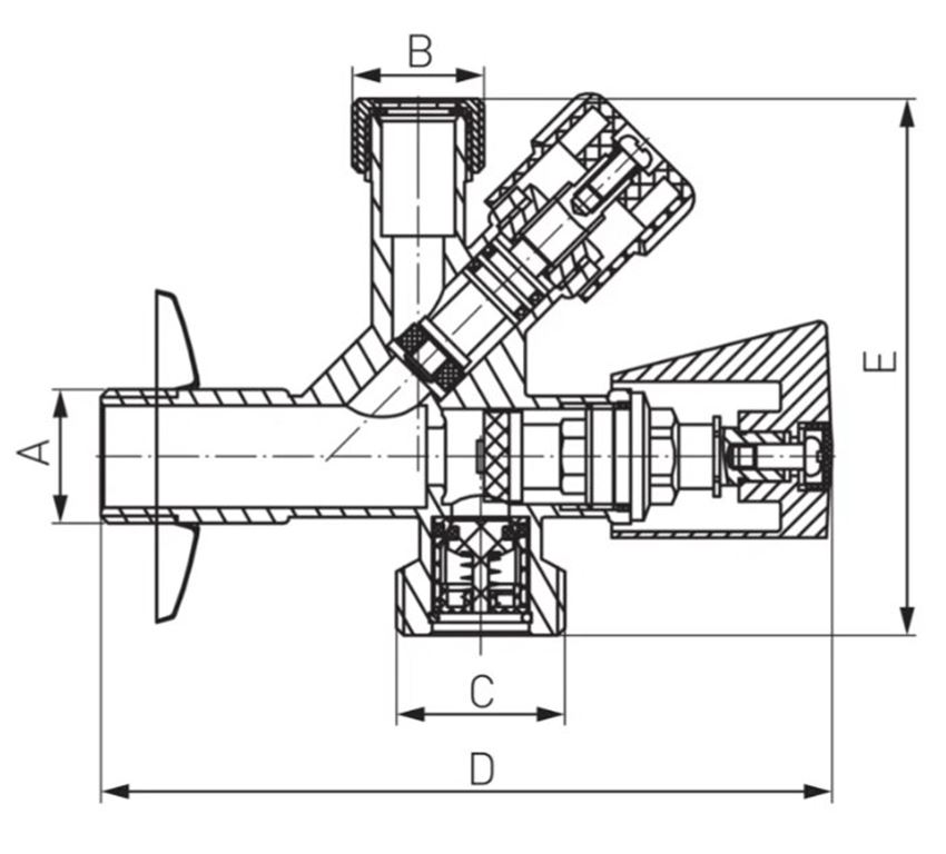 Zawór podwójny Ferro CF5104 rys techniczny