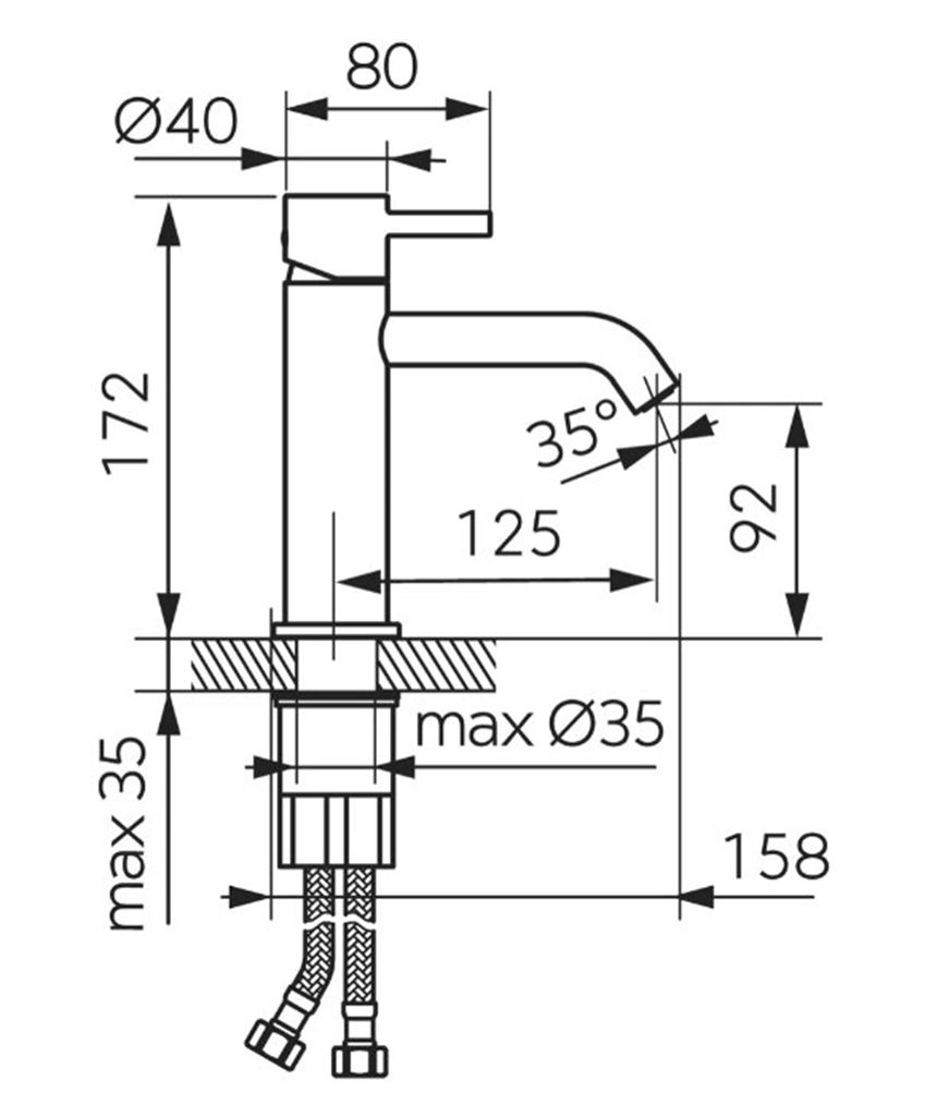 Bateria umywalkowa Ferro Ciriculus BCK2GM rys techniczny