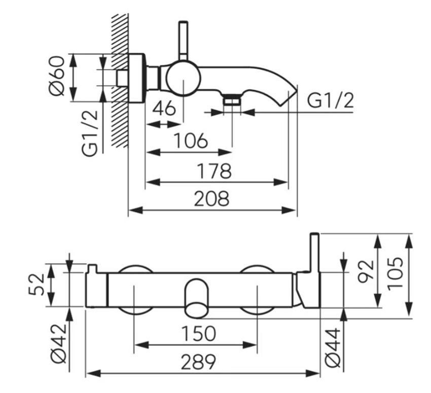 Bateria wannowa Ferro Ciriculus BCK11 rys techniczny