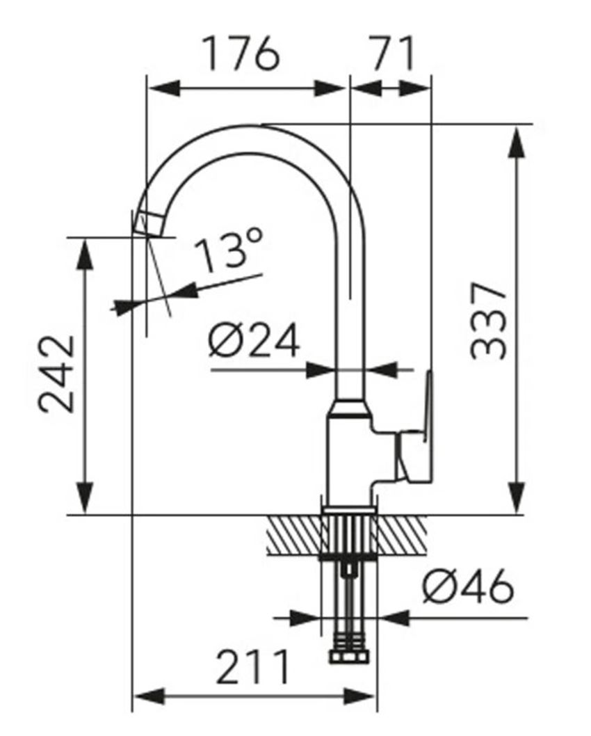 Bateria kuchenna Ferro Ritto BTR4 rys techniczny