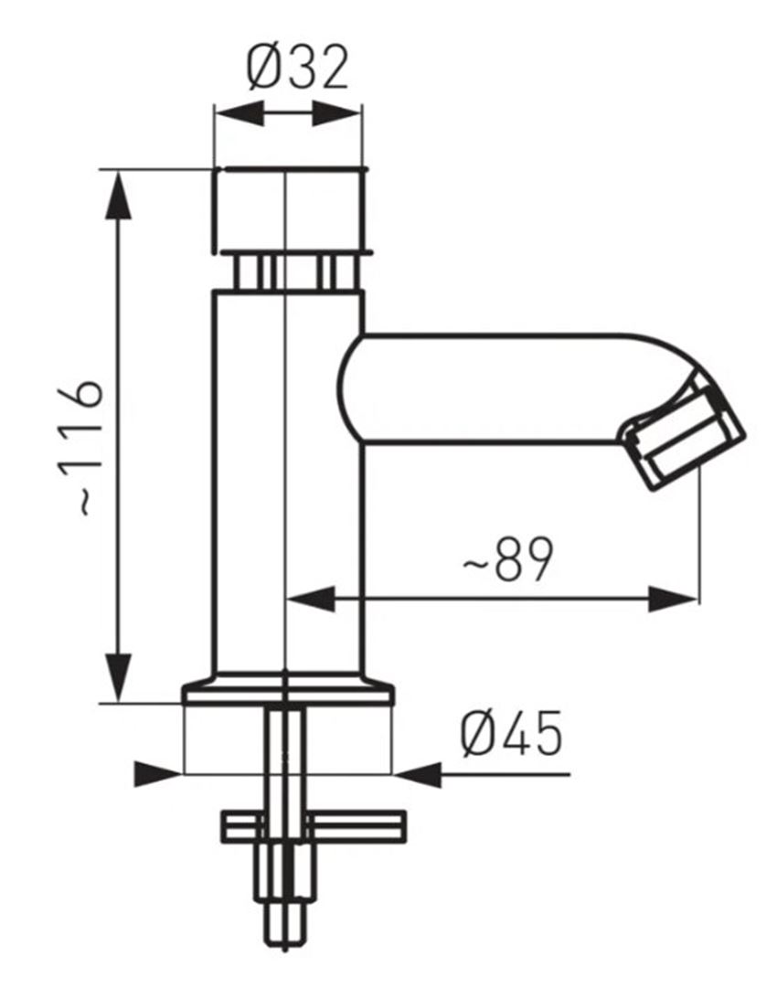 Bateria umywalkowa Ferro Presstige Z201R rys techniczny