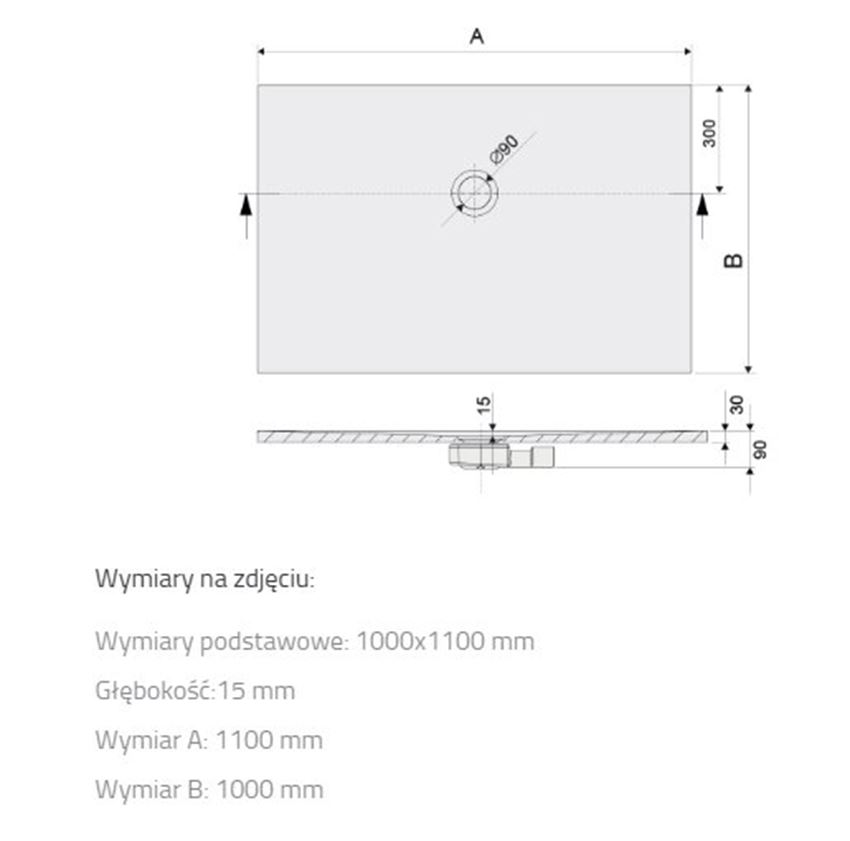 Brodzik Sanplast Open Structure Mineral 645-430-0640-01-000 rys techniczny