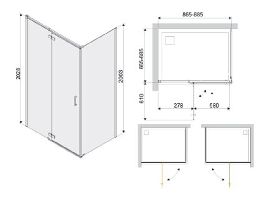 Kabina Sanplast Free Line II 600-261-0810-42-401 rys techniczny